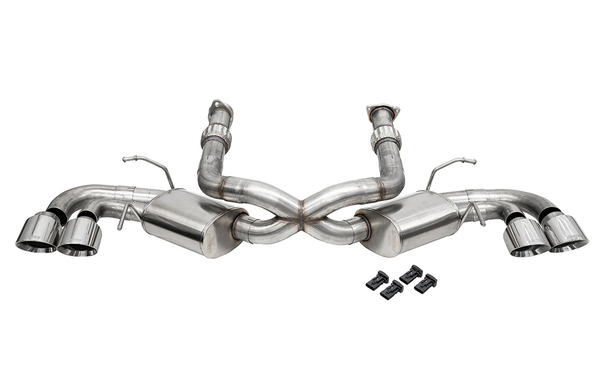 Corsa C8 3.0 in Cat-Back 4.5 in Pro-Series Tips | 2020-25 Corvette C8 (w/ Factory NPP) (21108, 21108BLK, 21108CF, 21108CFBLK))